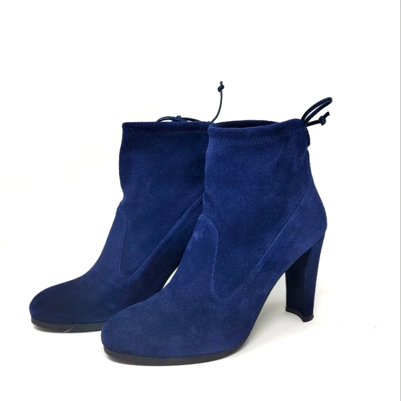 Stuart Weitzman Navy Suede Perfection Bootie Size 6 1/2 - Picture 2 of 10